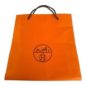 Hermès Orange Gift Shopping Bag Handles 11 X 12 Gift Storage Purse Shoes Auth.